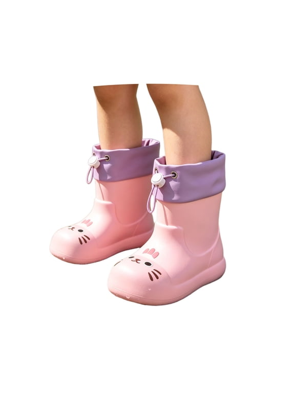 Toddler Kitty Rain Boots Kids Boys Girls Waterproof Lightweight Boots