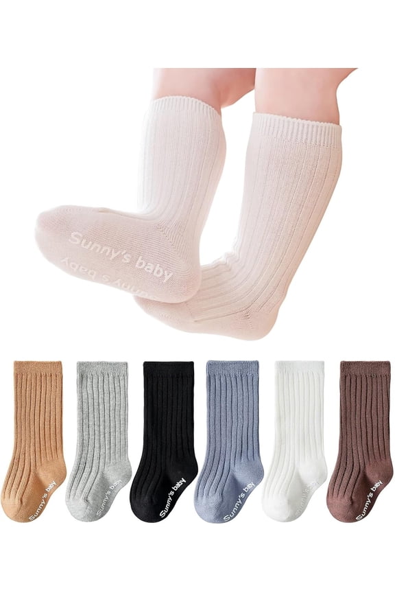 Toddler Knee High Socks Non Slip Anti Skid Baby Boy Girls Seamless Long Stockings