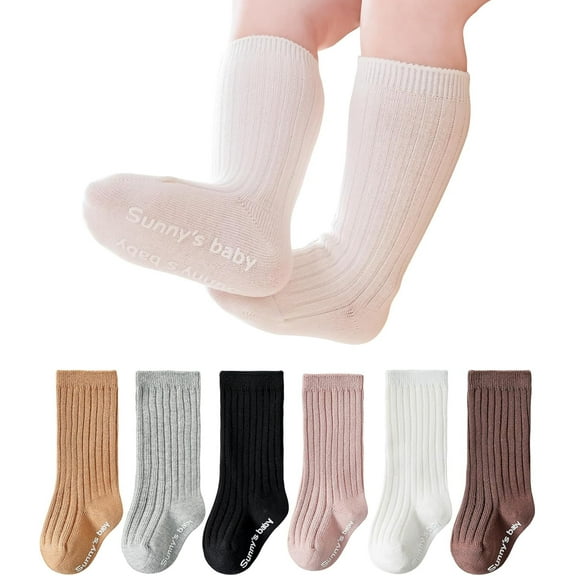 Toddler Knee High Socks Non Slip Anti Skid Baby Boy Girls Seamless Long Stockings