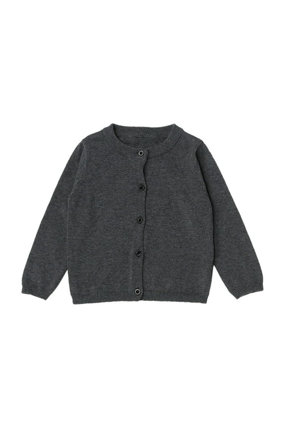 Toddler Knit Cardigan Sweater with Button Solid Color Long Sleeve Knit Sweaters School Uniforms Jacket Cover Up Tops for Girls Boys 6-12 Months