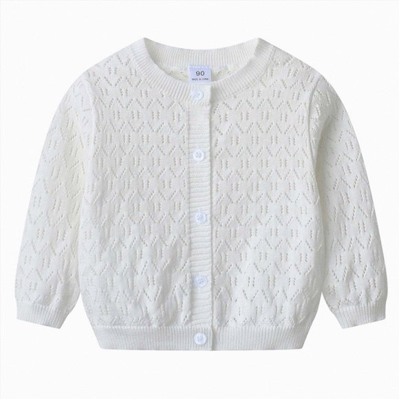 Toddler Knit Cardigan Toddler Boys Girls Button Up Sweater 6-12 Months 12-24 Months 2T 3T 4T 5T 6T 7T 8T 9T Children(White,18-24 Months)