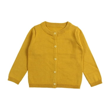 Toddler Knit Sweater Kids Fashion Cardigan Long Sleeve Casual Button Sweater Crew Neck Girls' Sweaters YE2
