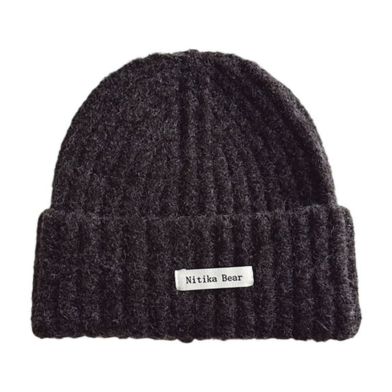 Toddler Knitted Beanies Girls Boys Winter Warm Cuffed Beanie Hat Unisex Kids Warm Skull Cap Dark Gray, 0-15 Years