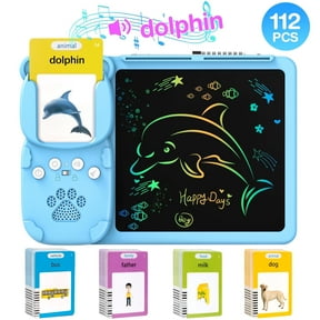 Xueyu 224 Words Talking Flash Cards, Preschool Reading & Writing Educational LCD Tablet, Blue 224 Count