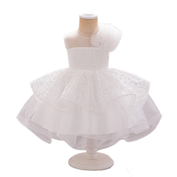 Toddler Lace Tulle Party Dress Elegant Sleeveless Flower Girl Dresses for Wedding Birthday Christmas