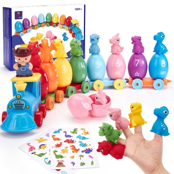 Toddler Learning Toys for 2 3 Year Old-Counting Matching & Sorting Activity Montessori Train Set with Farm Animals Finger Puppets Keys to Lock and Unlock Barn Birthday Easter Basket Stuffers