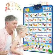 Toddler Learning Toys Electronic Alphabet Poster , Alphabet ABC Wall Chart for Toddlers, Baby Learning Toys with Music Various Patterns for 1-6Y, Blue(Bilingual )