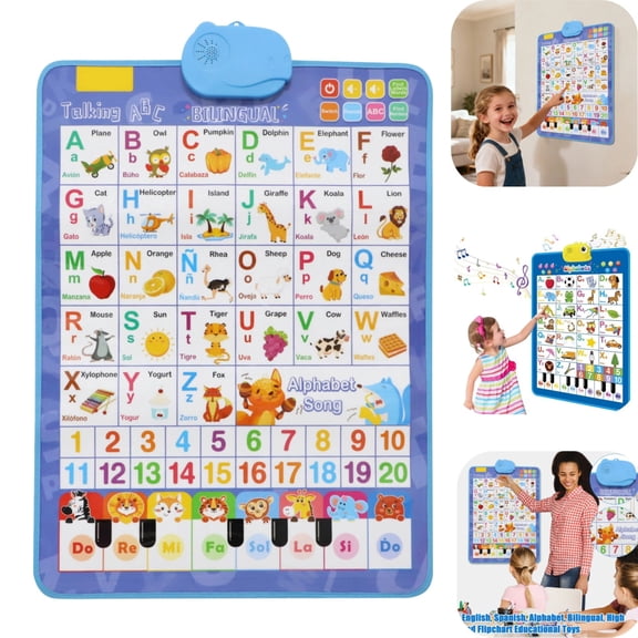 Toddler Learning Toys Electronic Alphabet Poster, Alphabet ABC Wall Chart for Toddlers, Learning Toys with Music, Various Patterns for 3-6Y Girls and Boys