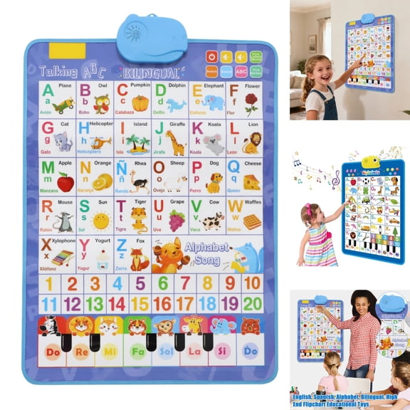 Toddler Learning Toys Electronic Alphabet Poster, Alphabet ABC Wall Chart for Toddlers, Learning Toys with Music, Various Patterns for 3-6Y Girls and Boys