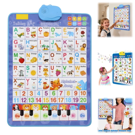 Toddler Learning Toys Electronic Alphabet Poster, Alphabet ABC Wall Chart for Toddlers, Learning Toys with Music, Various Patterns for 3-6Y Girls and Boys