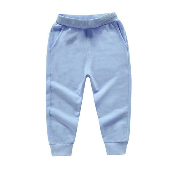 Toddler Leggings Toddler Boys Girls Sweatpants Solid Color Casual Cotton Sports Jogger Pants Loungewear Athletic Trousers with Pockets Boys Flare Bottom Pants Light Blue 5Y