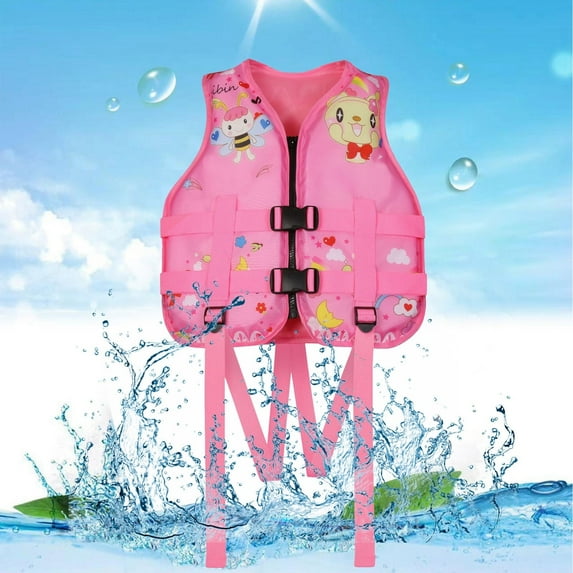 Toddler Life Vest Swimming Vest for Kids Boys and Girls Cartoon Prints Buoyancy Vest for Outdoor Water Play Kids Life Jacket Pink 2 Years-8 Years