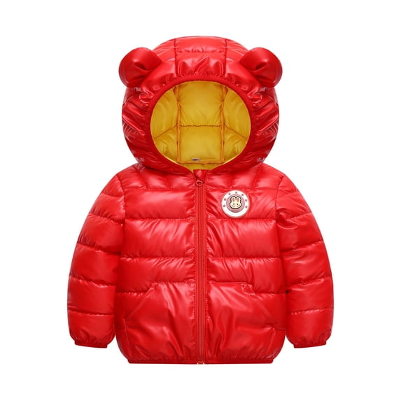 Toddler Light up Puffer Jacket Waterproof Winter Coat Baby Boy Girl Bear Hoods Lightweight Packable Down Jacket