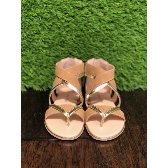 Toddler/Little/Big Girl Nubuck Gladiator Flat Sandal (bgegld, t10)