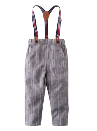 Boy Suspender Pants - Dark Grey - Tiny Tots Kids