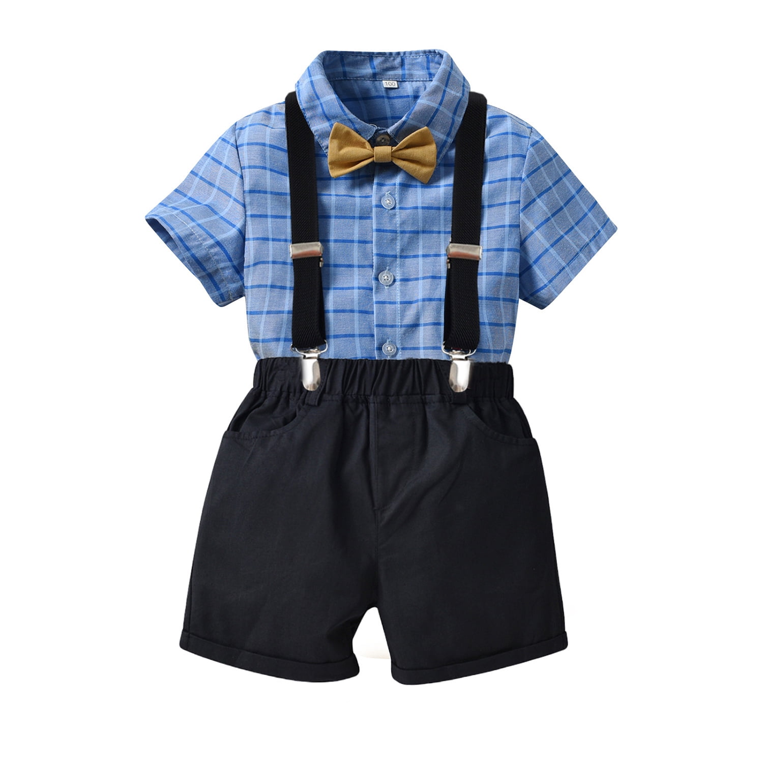 Boys Black Plaid Shirt With Removable Tie Boys Black Plaid Shirt With Removable Tie
