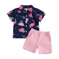 thumbnail image 1 of Toddler Little Boy Kids Summer Floral Shirt Bermuda Shorts Outfit Set 12M 18M 24M 3Y 4Y 5Y Clothes, 1 of 10