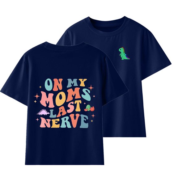 Toddler Little Boys Girl Comfortable Solid Color Print Short Sleeve Cotton T-shirt Top Mother's Day Blouse Navy 7-8 Years