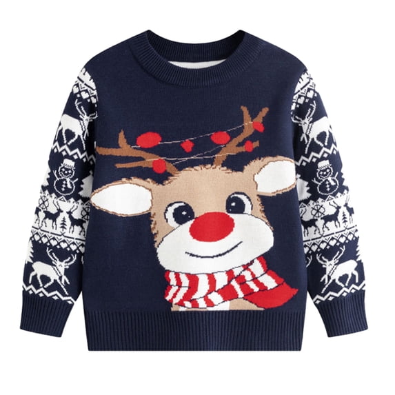 Toddler Little Boys Girls Christmas Sweaters Long Sleeve Ugly Sweater Knitted Pullover Xmas Jumpers Tops Christmas Gift for Kids 2-7 Years