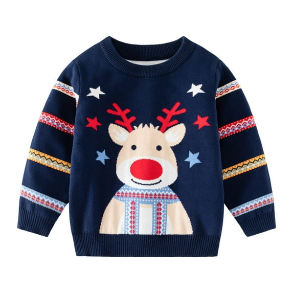 Toddler Little Boys Girls Kids Christmas Sweater Xmas Holiday Party Crewneck Knitwear Cute Pullover Tops 4 Years- 5 Years