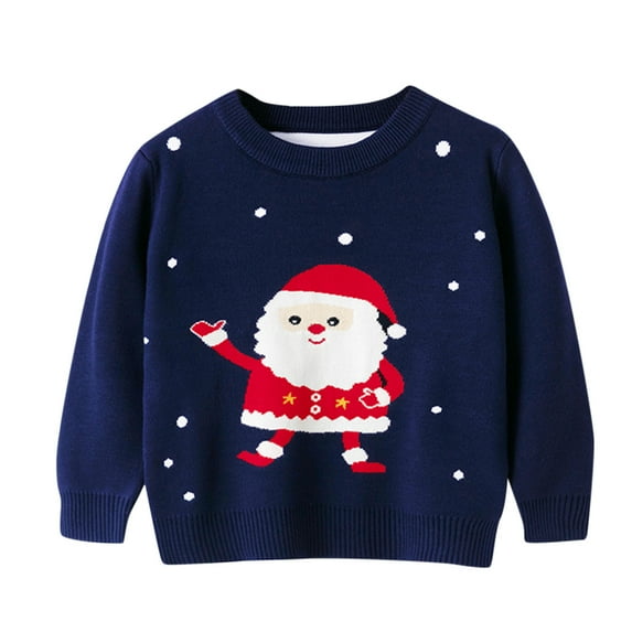 Toddler Little Boys Girls Kids Christmas Sweater Xmas Holiday Party Crewneck Knitwear Cute Pullover Tops 6 Years- 7 Years