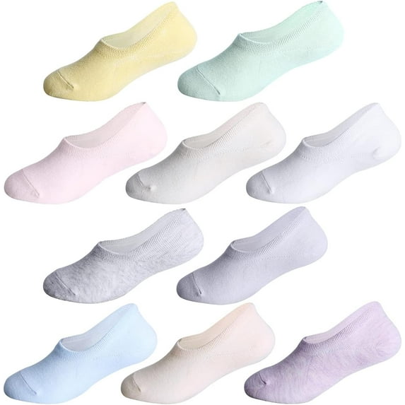 Toddler Little Boys Girls No Show Liner Cotton Socks Thin Multi Solid Color White Summer 10 Pack 2T-12Years