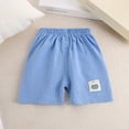 thumbnail image 1 of Toddler Little Boys Girls Shorts Cotton Sports Shorts with Elastic Waist Child's Summer Printed Unisex Baby Botton Short Pants Cute Shorts Blue 1-2 Years, 1 of 5