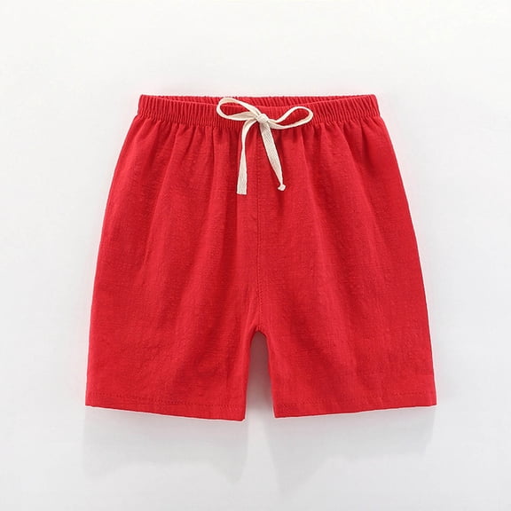 Toddler Little Boys Girls Solid Cotton Linen Elastic Waist Bottom Shorts Summer Knee Length Casual Harem Pants