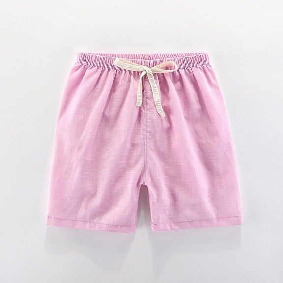 Toddler Little Boys Girls Solid Cotton Linen Elastic Waist Bottom Shorts Summer Knee Length Casual Harem Pants