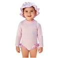 thumbnail image 1 of Toddler Little Girl Bathing Suits Striped One Piece Swimsuit with Ruffled Sunhat Baby Swim Pool Travel Outfits (18 Months, Pink), 1 of 6