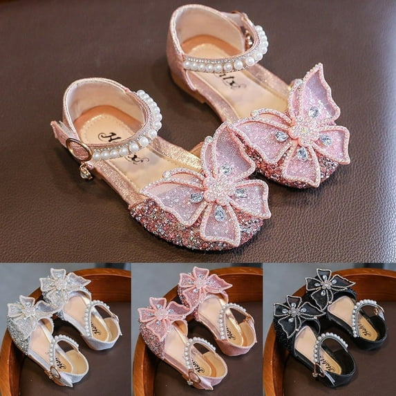 Toddler Little Girl Butterfly Princess Dress Shoes Mary Jane Flats Wedding Party School Shoes