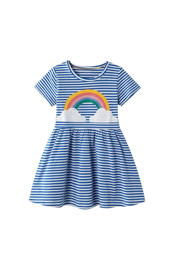 Toddler Little Girl Cotton Dress Kids Cute Short Sleeve Dresses 2-7T