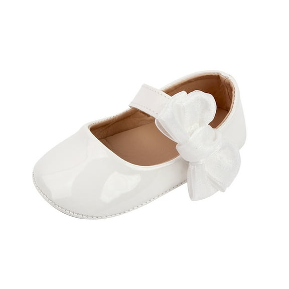 Toddler Little Girl Dress Shoes Mary Jane Party Sandals Toddler Shoes Baby Girls Cute Fashion Bow Non-slip Soft Bottom Princess Sandals White 12-18 Months