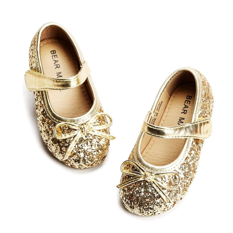 Felix & Flora Toddler Little Girl Gold Ballet Flats Dress Shoes Size 11 -  Suitable for Wedding Party - Walmart.com