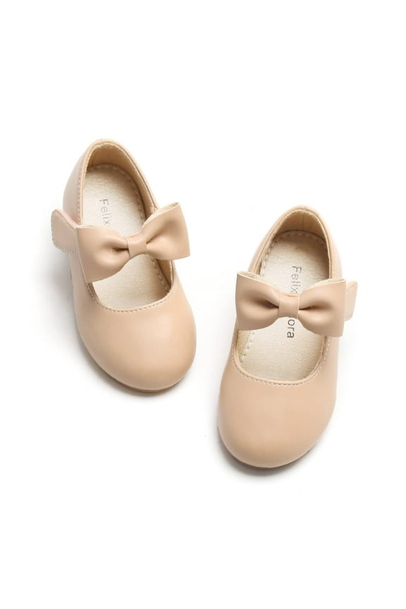 Toddler Little Girl Nude Dress Shoes Size 5 - Girl Ballet Flats Wedding Party