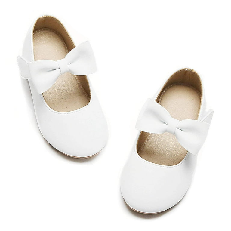 Toddler Little Girl White Dress Shoes Size Girl Ballet Flats