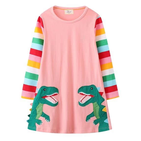 Toddler Little Girl's Casual Long Sleeve Cotton Dress Tunic Playwear Party T-Shirt Dresses