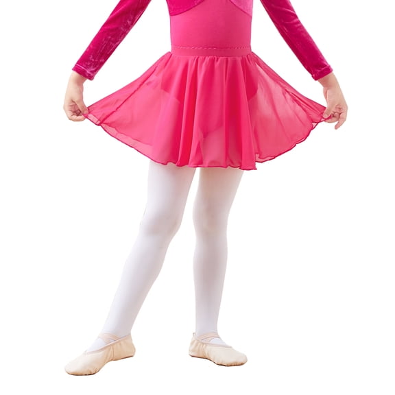 Toddler Little Girls Ballet Dance Chiffon Skate Skirt with Elastic Waist