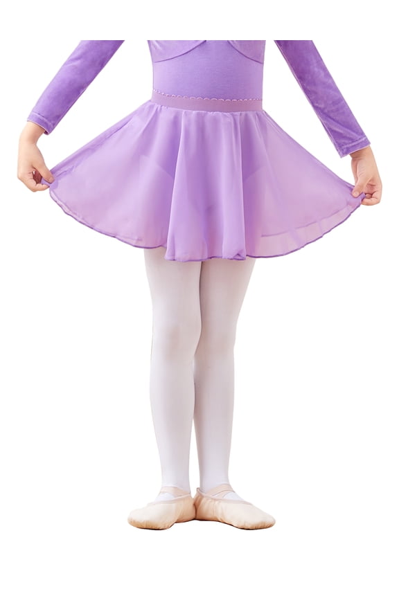 Toddler Little Girls Ballet Dance Chiffon Skate Skirt with Elastic Waist