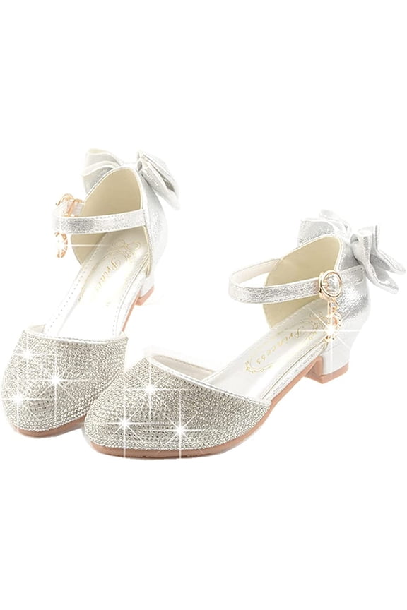 Toddler Little Girls Dress Shoes Glitter Low Heel Mary Jane Sparkle Party Wedding Bridesmaids Princess Pumps Flower Girl Shoes