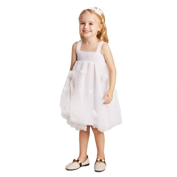 Toddler Little Girls Dresses Ruffle High Waist Tulle Tutu Dress Butterfly Wings Princess Party Outfit