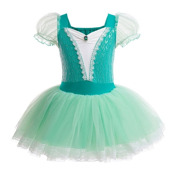 Toddler Little Girls Green Princess Ballerina Costume Dance Outfit Ballet Tutu Dress