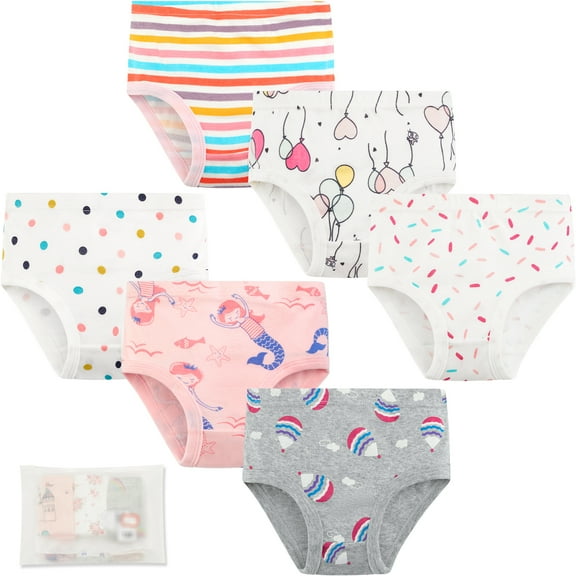 Toddler Little Girls Panties 100% Cotton Brief Underwear Undies, Multipack