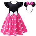 thumbnail image 1 of Toddler Little Girls Polka Dots Fancy Dress Halloween Costume Birthday Party Outfit with Mouse Ears Hair Hoop, 1 of 6