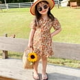 thumbnail image 1 of Toddler Little Girls Short Casual Dress Cotton Spring Summer Short Sleeve Swing Knee-Length Dress 4-5 Years, 1 of 7