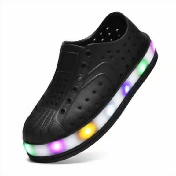 Toddler Little Kid Girls Boys LED Rubber Toe Slip On Quick Dry Lightweight Water Sandal Sneaker Black 13 Little Kid