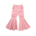 thumbnail image 1 of Toddler Little Kid Girls Denim Jeans Wide Leg Bell Bottom Flare Pants, 1 of 6