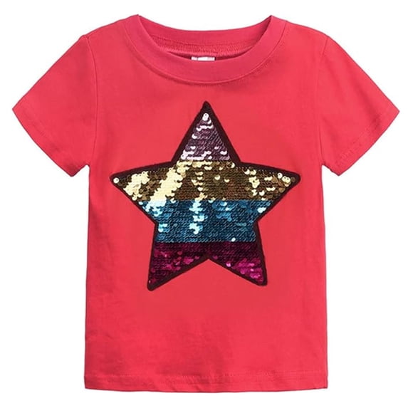 Toddler Little Kids Baby Boys Girls Magic Flip Sequins Tshirt Short Sleeve Crew Neck Pullover Tees Tops