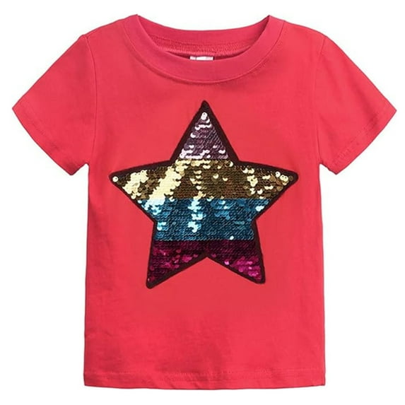 Toddler Little Kids Baby Boys Girls Magic Flip Sequins Tshirt Short Sleeve Crew Neck Pullover Tees Tops