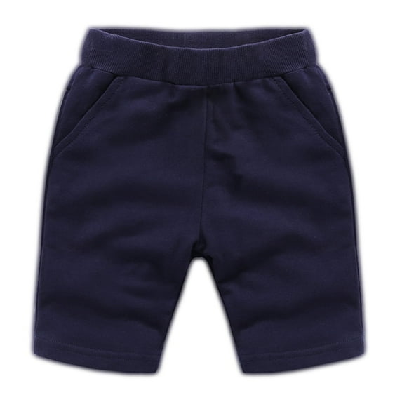 Toddler Little Kids Big Boys Jogger Knit Shorts with Pocket 2-12T,Navy